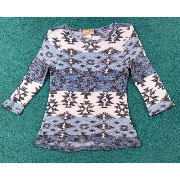 Roebuck & Co. Vintage 80s Aztec Southwestern Pastel Lightweight Sweater Medium - Picture 1 of 6